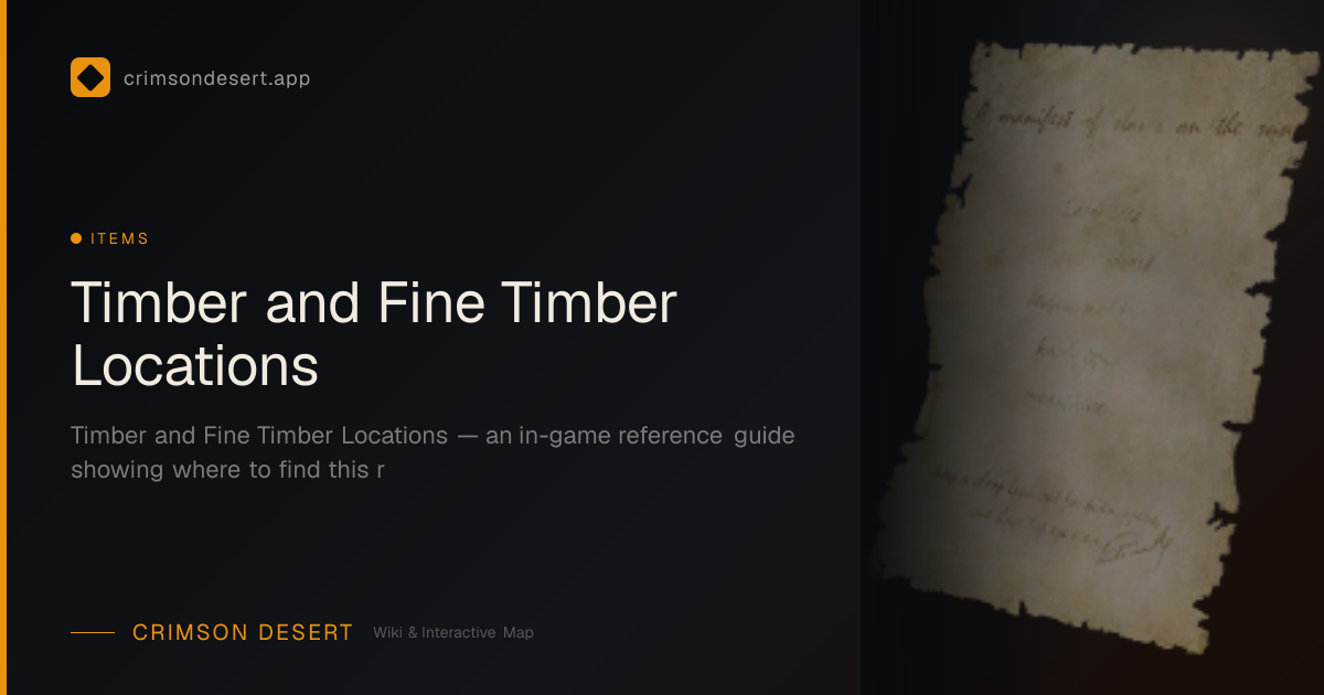 Timber and Fine Timber Locations - Location & How to Get | Crimson ...