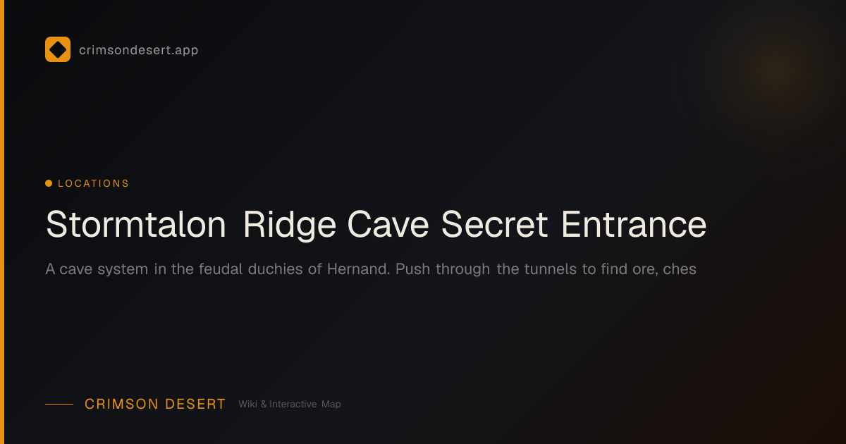 Stormtalon Ridge Cave Secret Entrance - Guide, Services & Map | Crimson ...