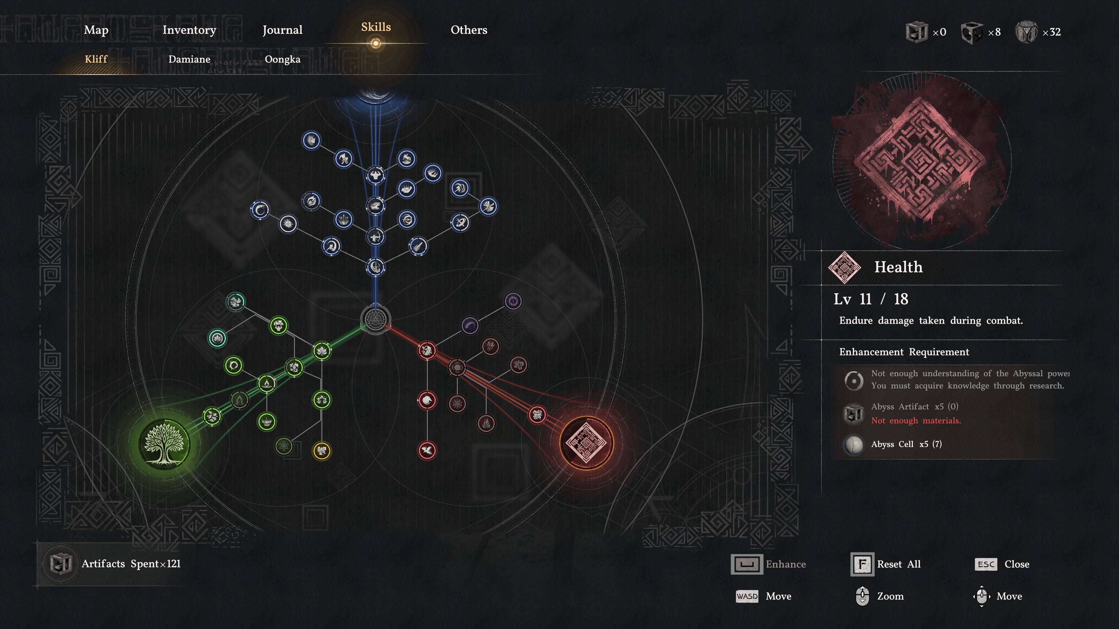 Health skill tree in Crimson Desert showing branch structure