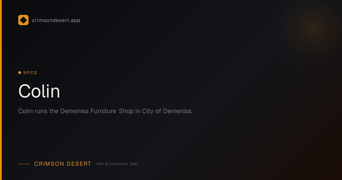 Colin - Location, Services & Quests | Crimson Desert Wiki ...